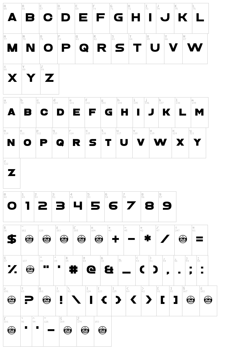 Vegan Abattoir font map